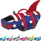 Malier Dog Life Jacket, Ripstop American Flag Dog Life Vest for Swimming Boating, Shark Puppy Lifesaver with High Buoyancy Swimsuit for Small Medium and Large Dogs (X-Small)