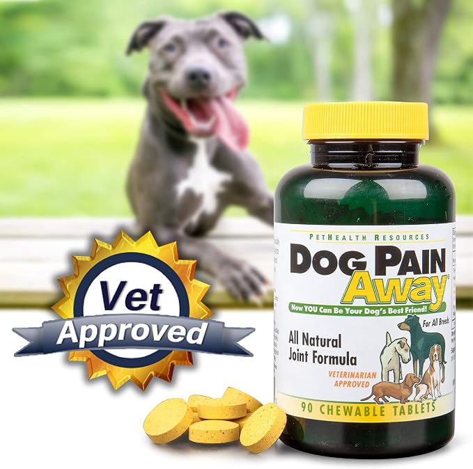 Dog Pain Away, Treats Arthritis, Inflammation, Joint Pain, & Decreased Flexibility - 90 Dog Chewable Tablets
