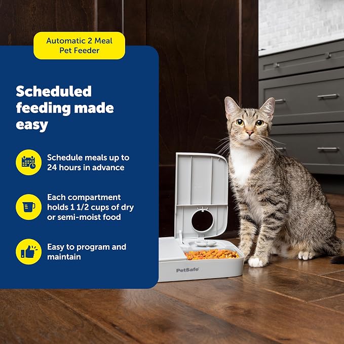PetSafe Analog 2 Meal Pet Feeder, Dog & Cat, 3 Cup/16 oz, Tamper-Resistant