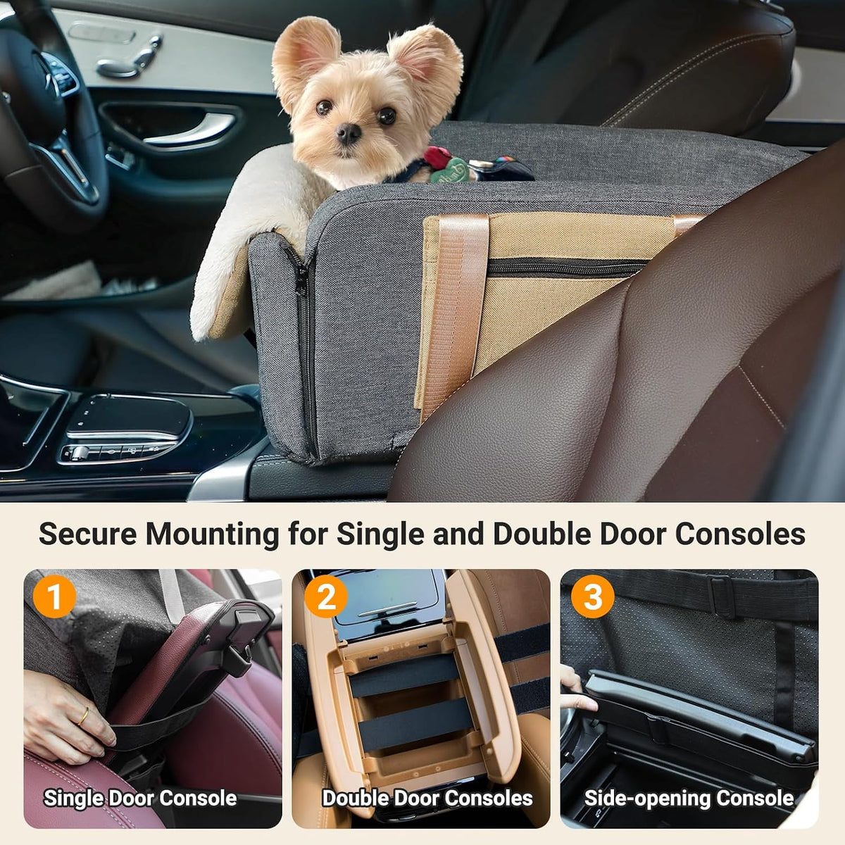Center Console Dog Car Seat,Booster Car Seat for Puppy to 11lbs