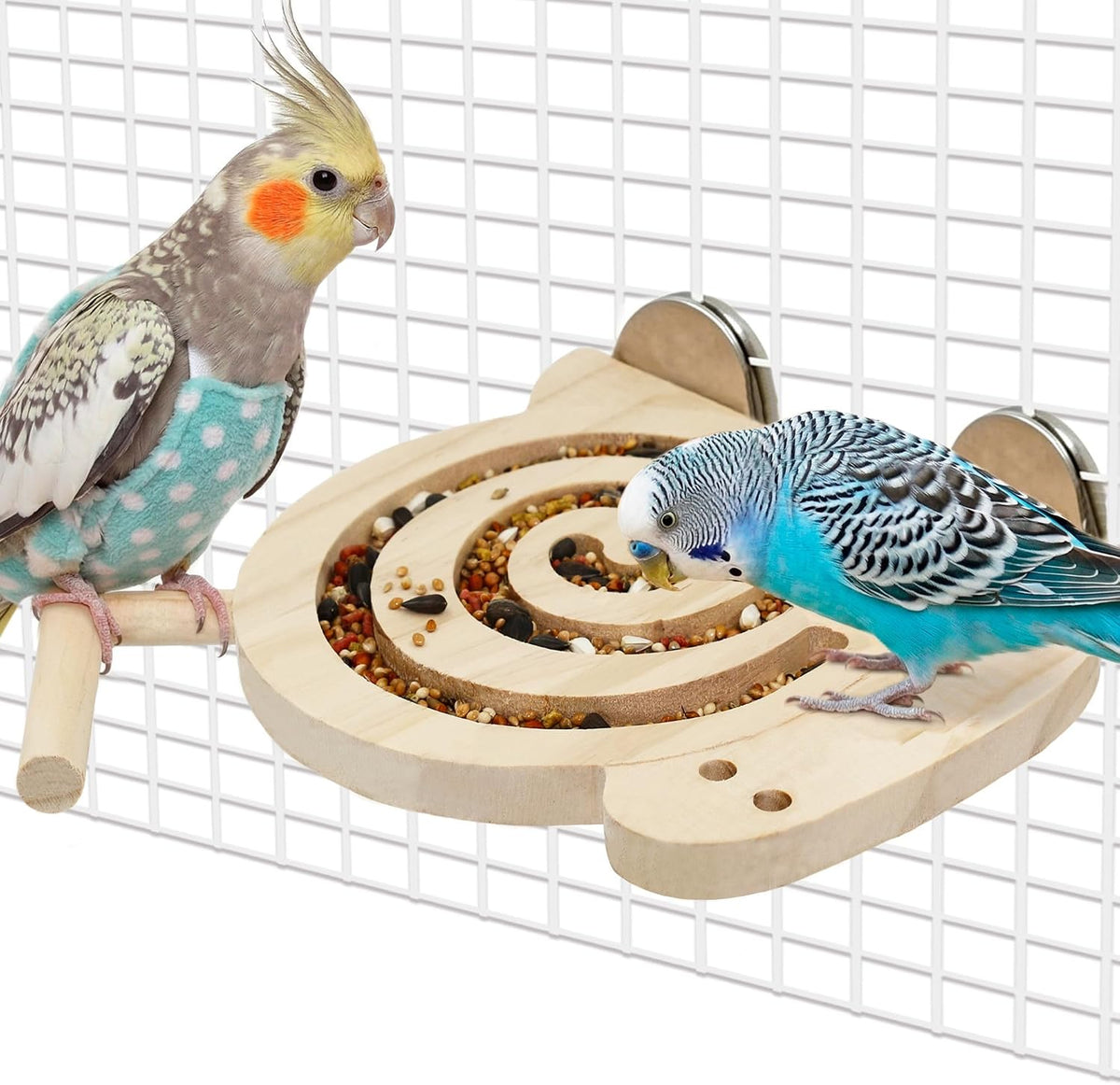 Bird Foraging Toys with Perch, for Novice/Older/Slow-Learning Birds