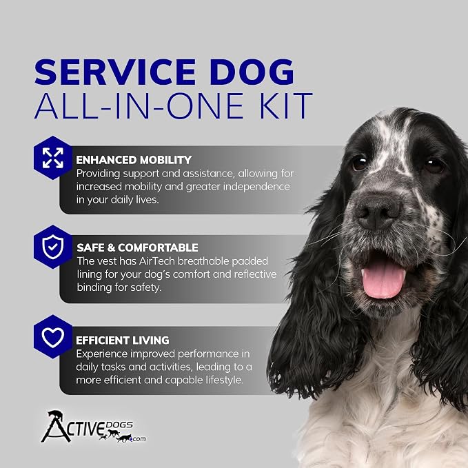ActiveDogs Full Service Dog Kit with Service Dog Vest Harness & ID Holder