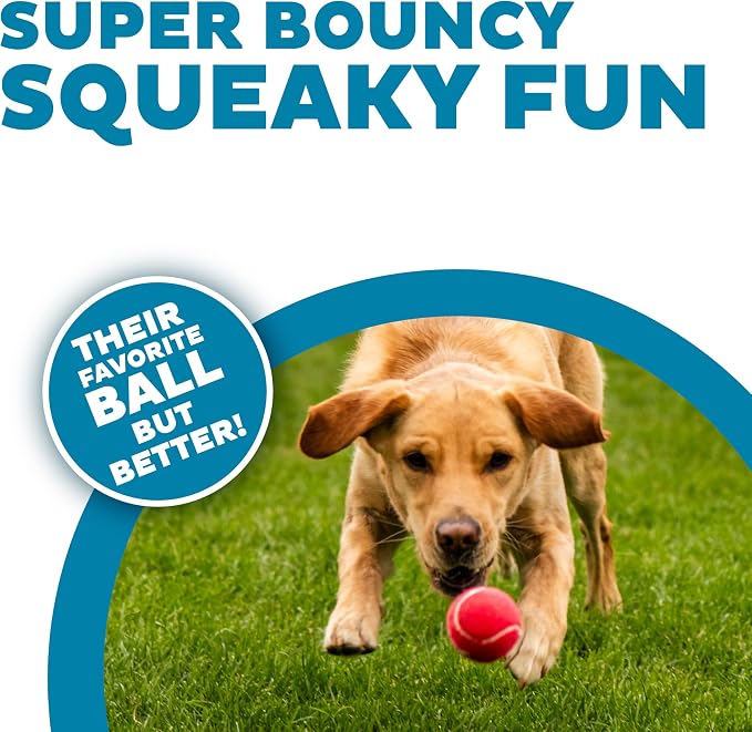 Outward Hound Squeaker Ballz Tennis Ball Dog Toy, Medium, 2.5", 4‑Pack
