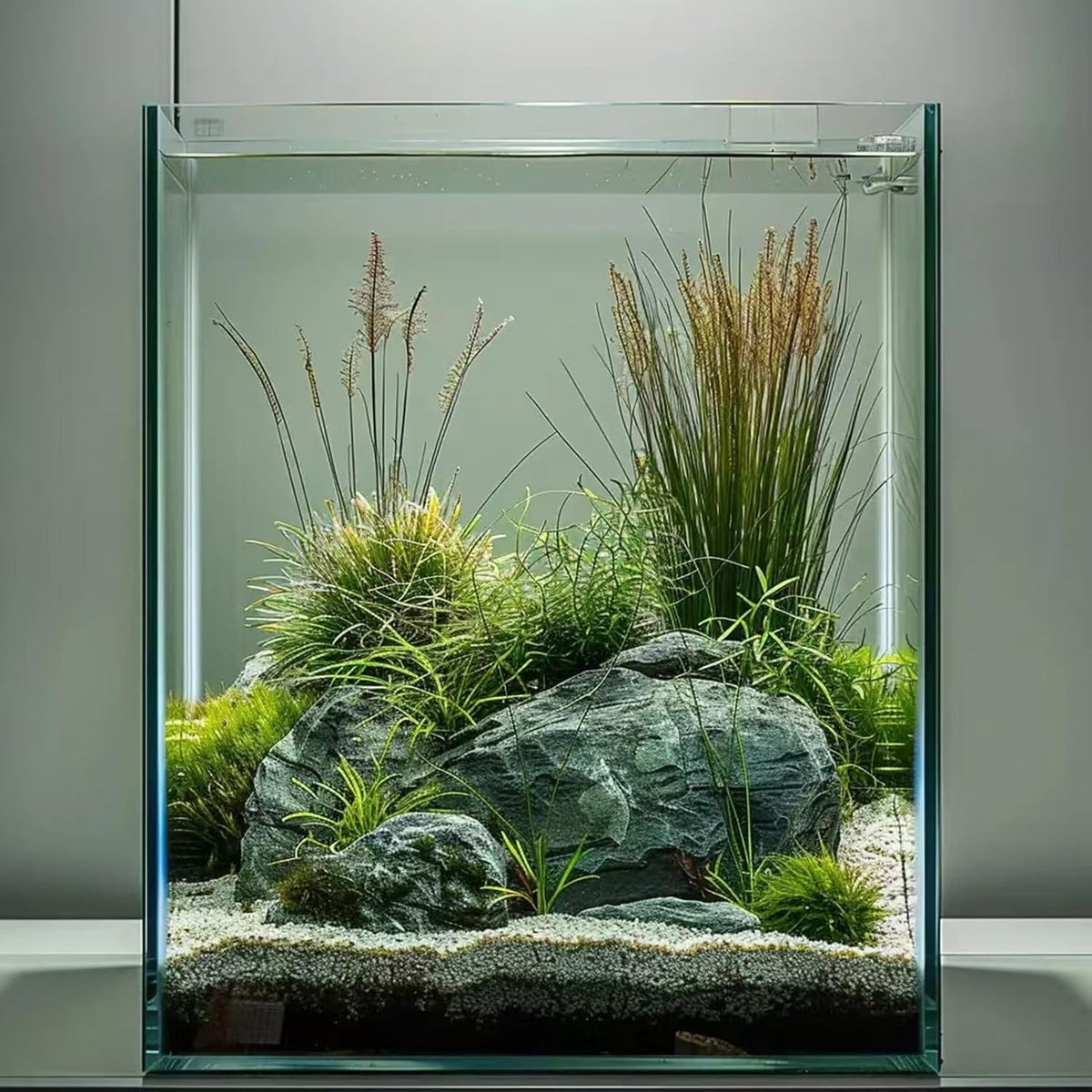 Vimvins 2 Gallon Glass Fish Tank, Easy to Maintain Small Aquarium for Betta/Snails/Shrimp and Aquatic Planting.