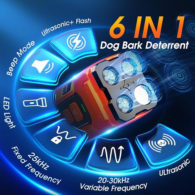 Dog Bark Deterrent Devices,Anti Barking Device 3X Ultrasonic Bark Control Device 50ft Range, Rechargeable & Safe Dog Training Tool for Quiet Walks and Peaceful Homes