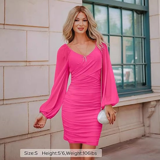 SpringSummer Atmospheric Long-Sleeve Dress