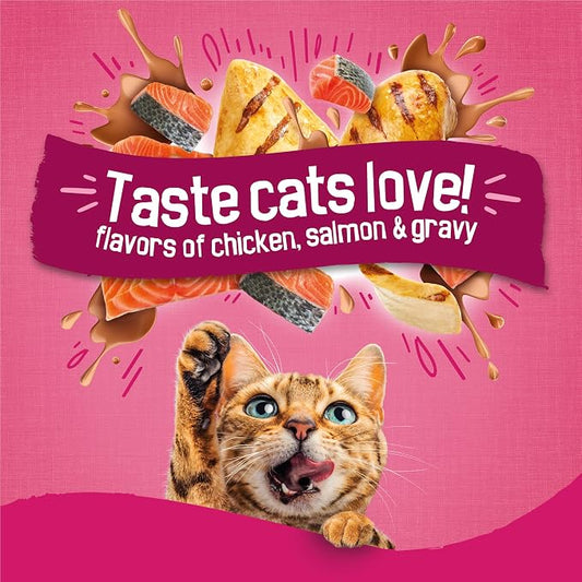 Friskies Purina Gravy Swirlers Dry Cat Food, Chicken & Salmon, 22 lb Bag