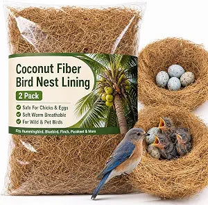 Sukh Coconut Fiber for Bird Nest - Bird Nest Bedding for Hummingbird Finch