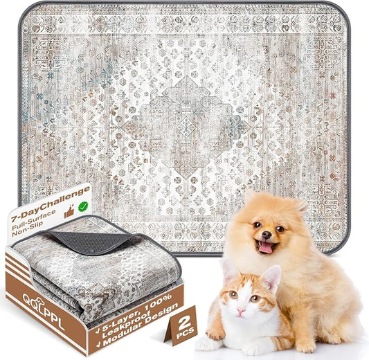 Washable Reusable Dog Pee Pads for Cats 2 Pack Waterproof Non-Slip