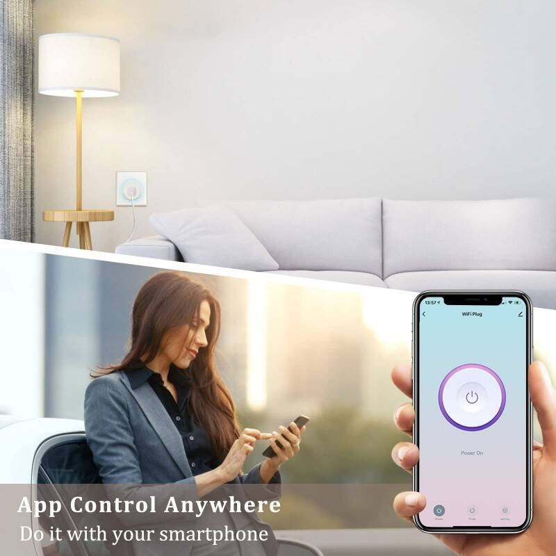 Smart Plug 2 Pack, WiFi Alexa Plug, Voice Control & Timer Plug Scheduling, Energy Monitoring Smart Plugs That Work With Alexa, Smart Plugs With Group Control & Plug Timer, No Hub Required
