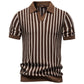 Summer New Lapel Collar Fashionable Striped Short-Sleeve Shirt