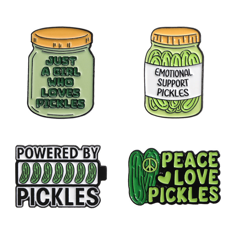 Green Versatile Brooch Vegetables Pickled Cucumber Pickles Cute Accessories Golden M Badge