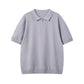 Mens Wear Textured Knitted Short-Sleeve Polo Shirt
