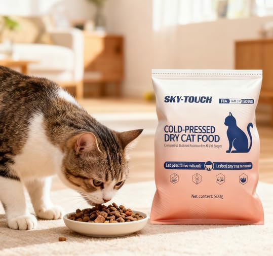 SKY-TOUCH 4 Bag Dry Cat Food 2KG, High Protein Chicken & FishFormula,Suitable For Kittens And Adult Cats Or Feed Stray Cats