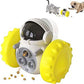 AMERTEER Treat Dispensing Puzzle Toys | Small & Medium Dogs and Cats | Interactive Chase Toys, Barbell & Robot-Shaped Slow Feeder Alternative to Improve Pet Digestion and Mental Stimulation (Yellow)