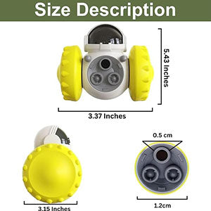 AMERTEER Treat Dispensing Puzzle Toys | Small & Medium Dogs and Cats | Interactive Chase Toys, Barbell & Robot-Shaped Slow Feeder Alternative to Improve Pet Digestion and Mental Stimulation (Yellow)