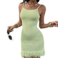Knitted Slip Dress With Belt Solid Color Y2K Style For Vacation