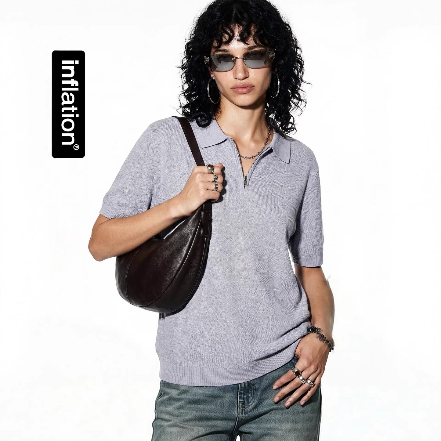 Mens Wear Textured Knitted Short-Sleeve Polo Shirt