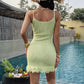 Knitted Slip Dress With Belt Solid Color Y2K Style For Vacation